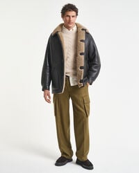 Veste en peau lainée effet vieilli