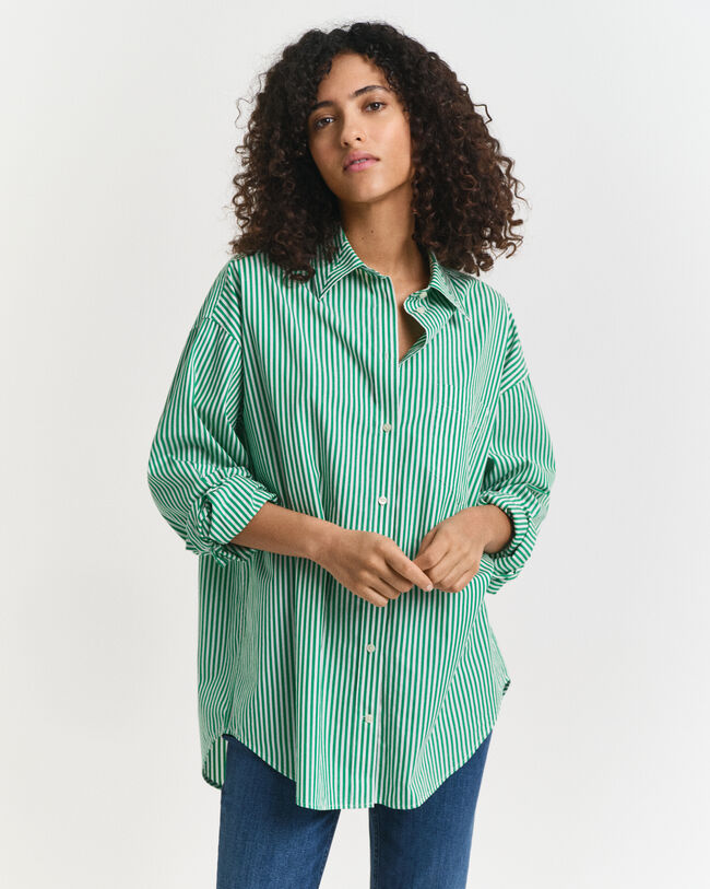Oversized Classic gestreept hemd van poplin