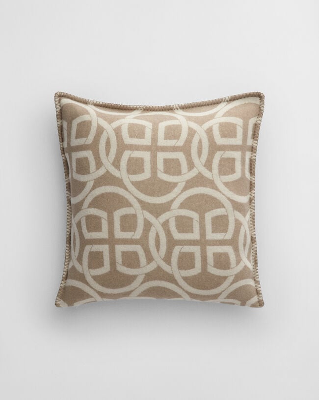 Housse de coussin en laine à monogrammes