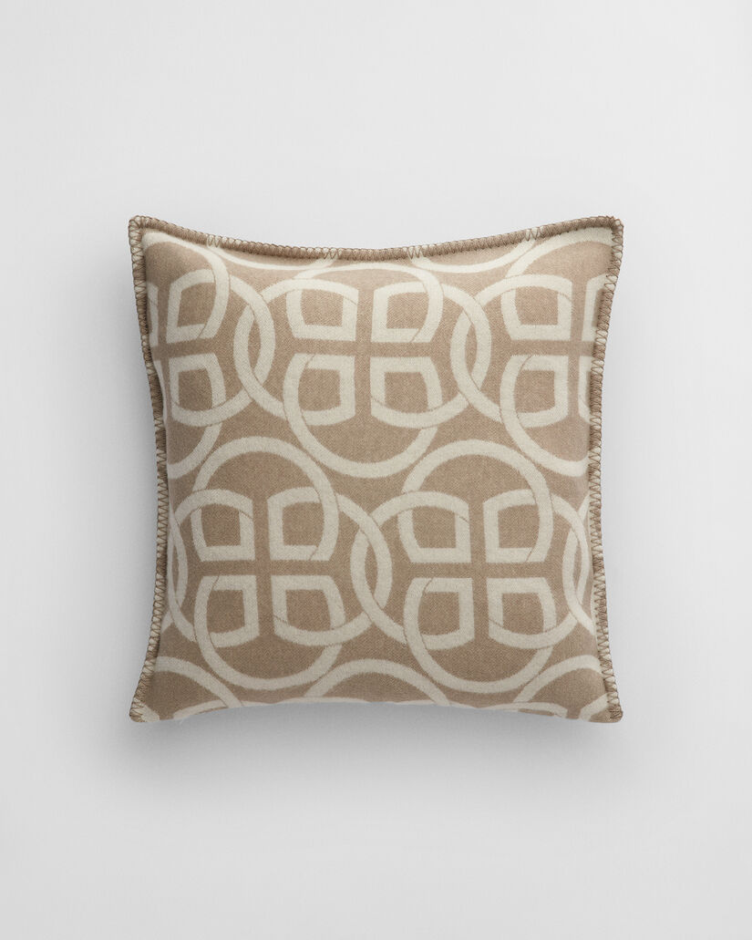 Housse de coussin en laine à monogrammes