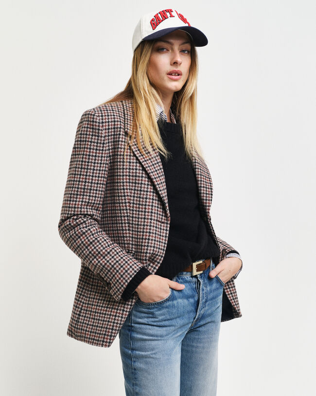 Veste blazer regular fit à motif pied-de-poule