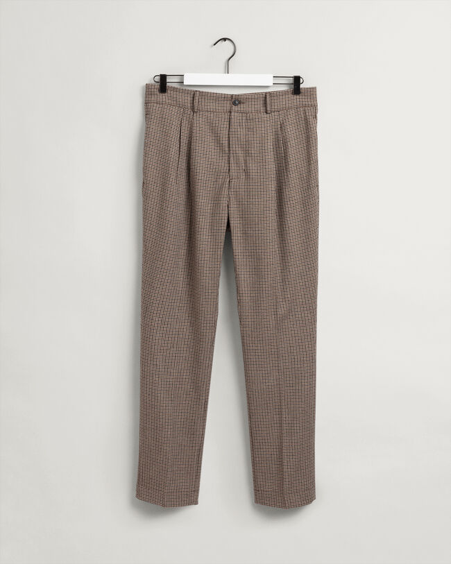 Pantalon de costume plissé à carreaux