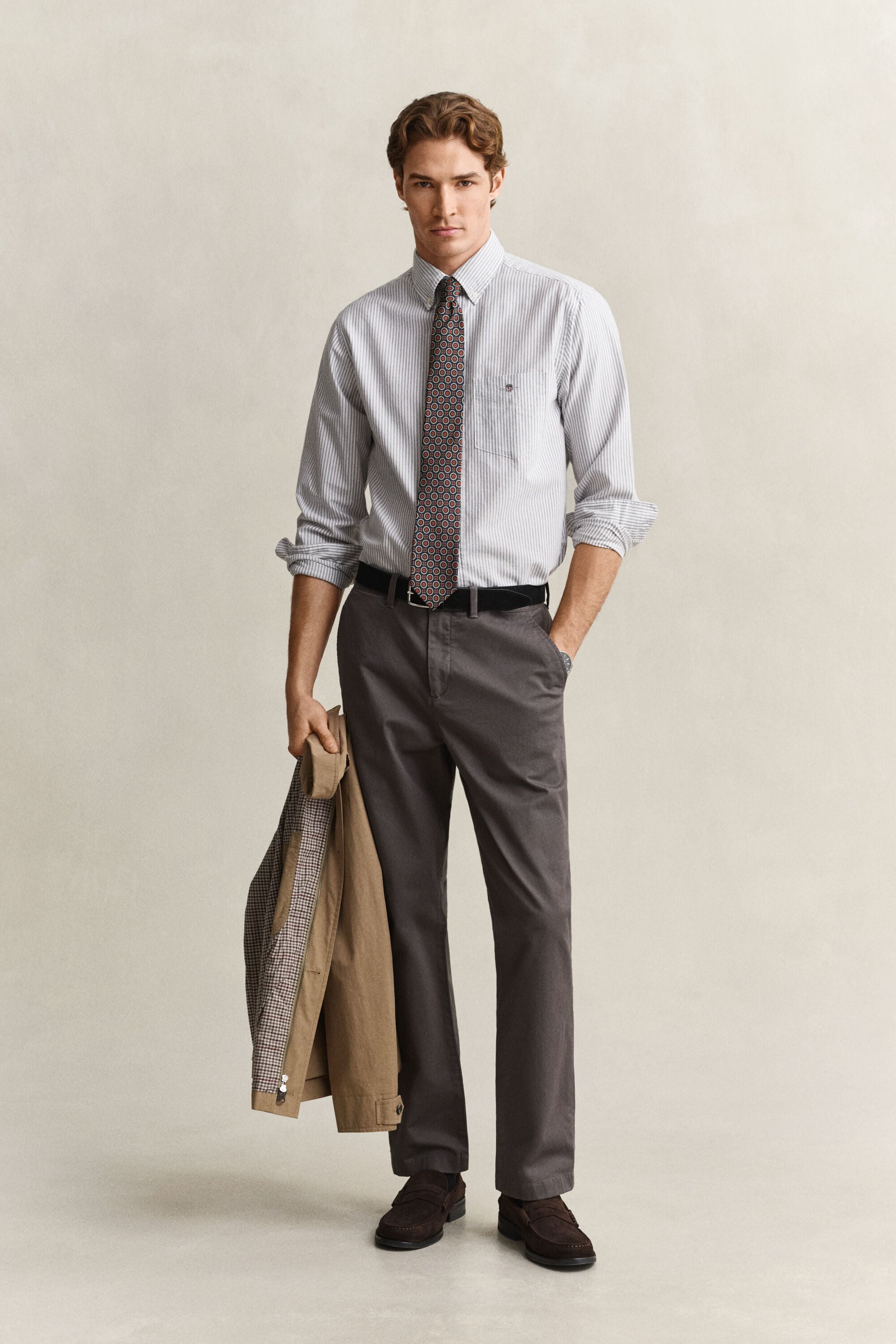 Chemise en coton Oxford classique à rayures Banker
