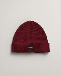 Katoenen ribgebreide beanie
