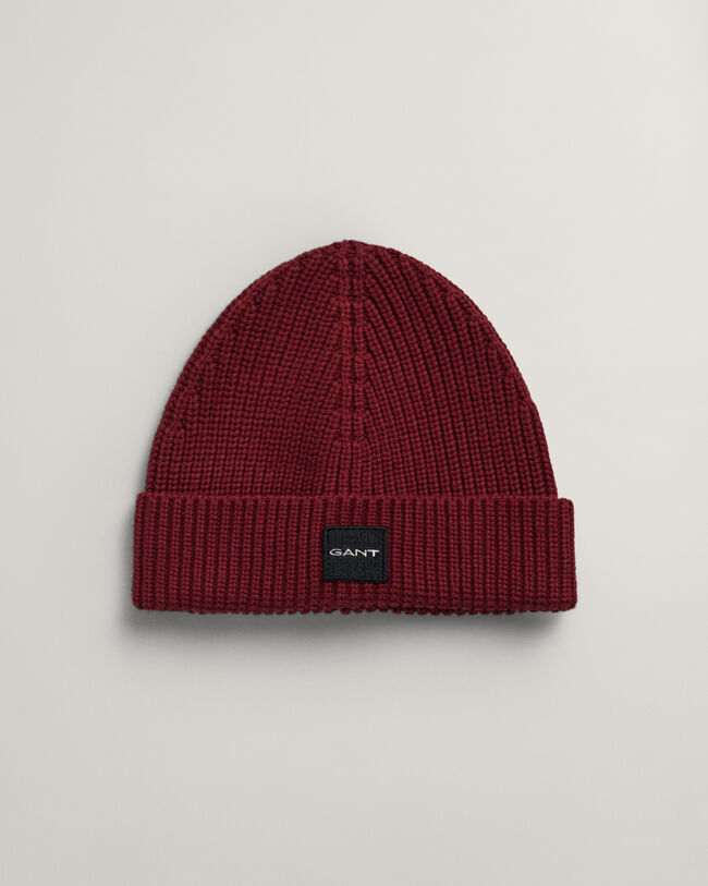 Katoenen ribgebreide beanie