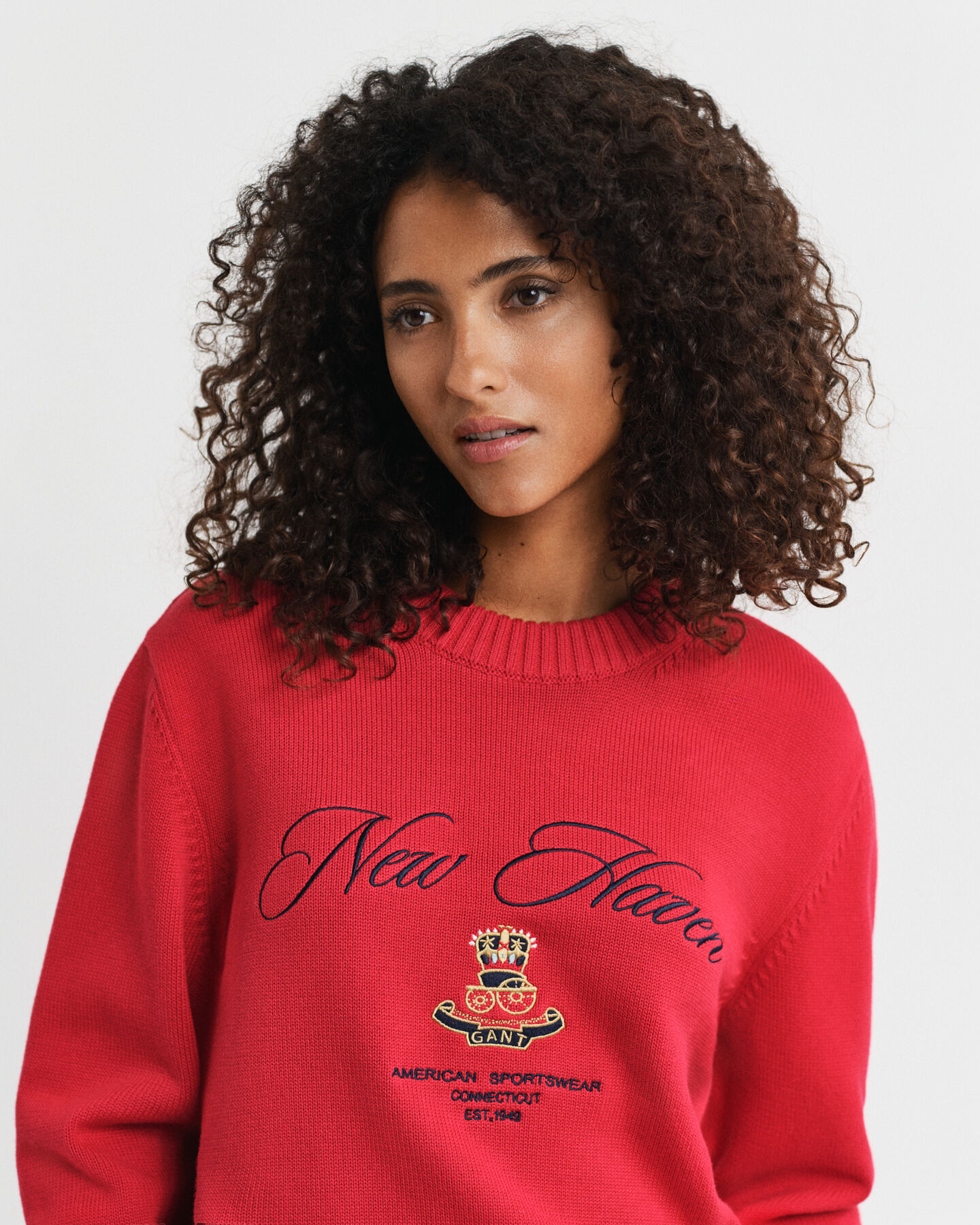 Trui met ronde hals en print