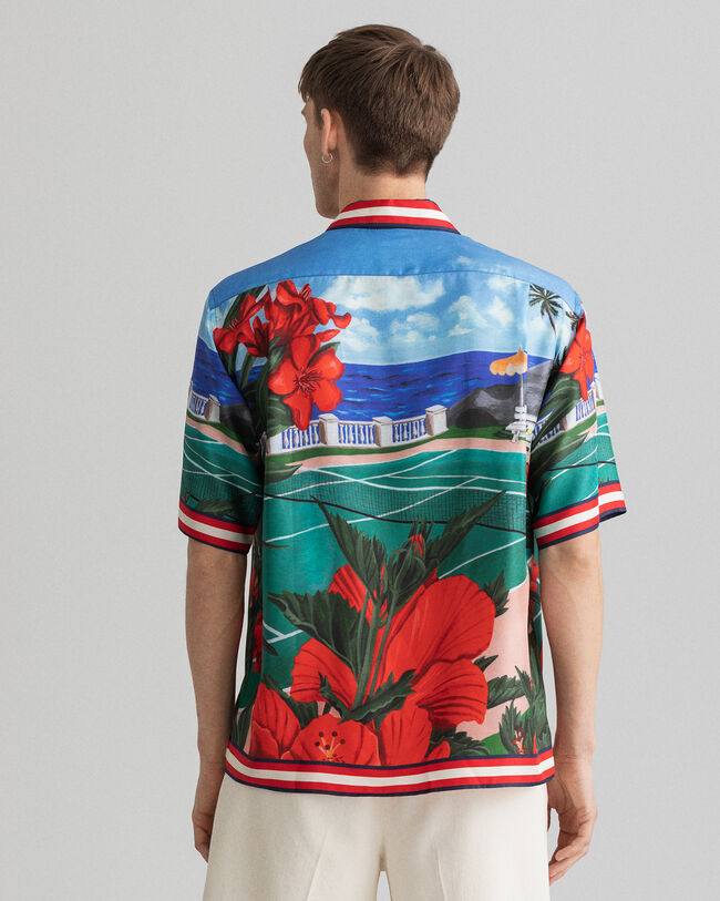 Regular Fit Scenery hemd met korte mouwen van zijde