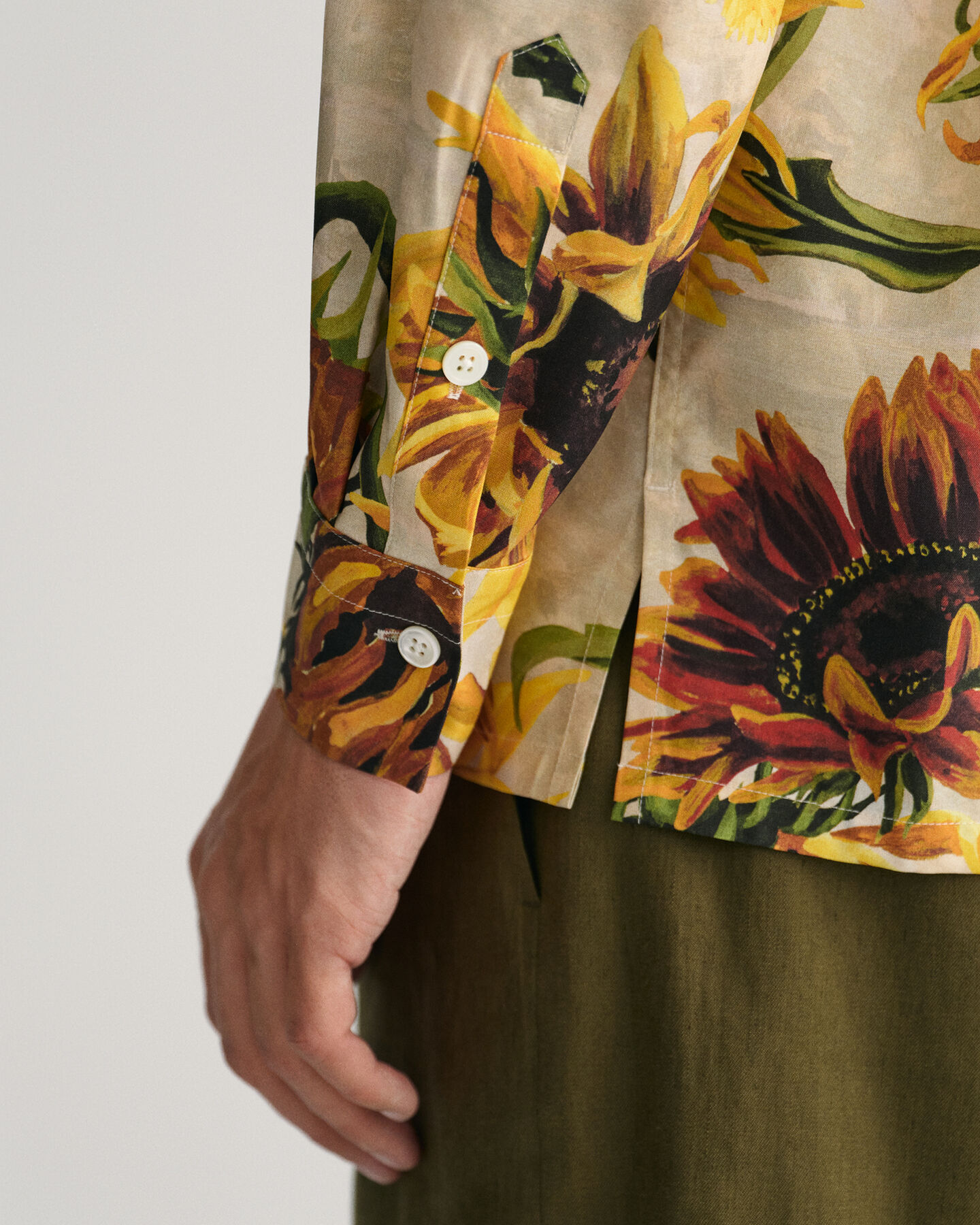 Relaxed Fit Sunflower-print hemd van zijde