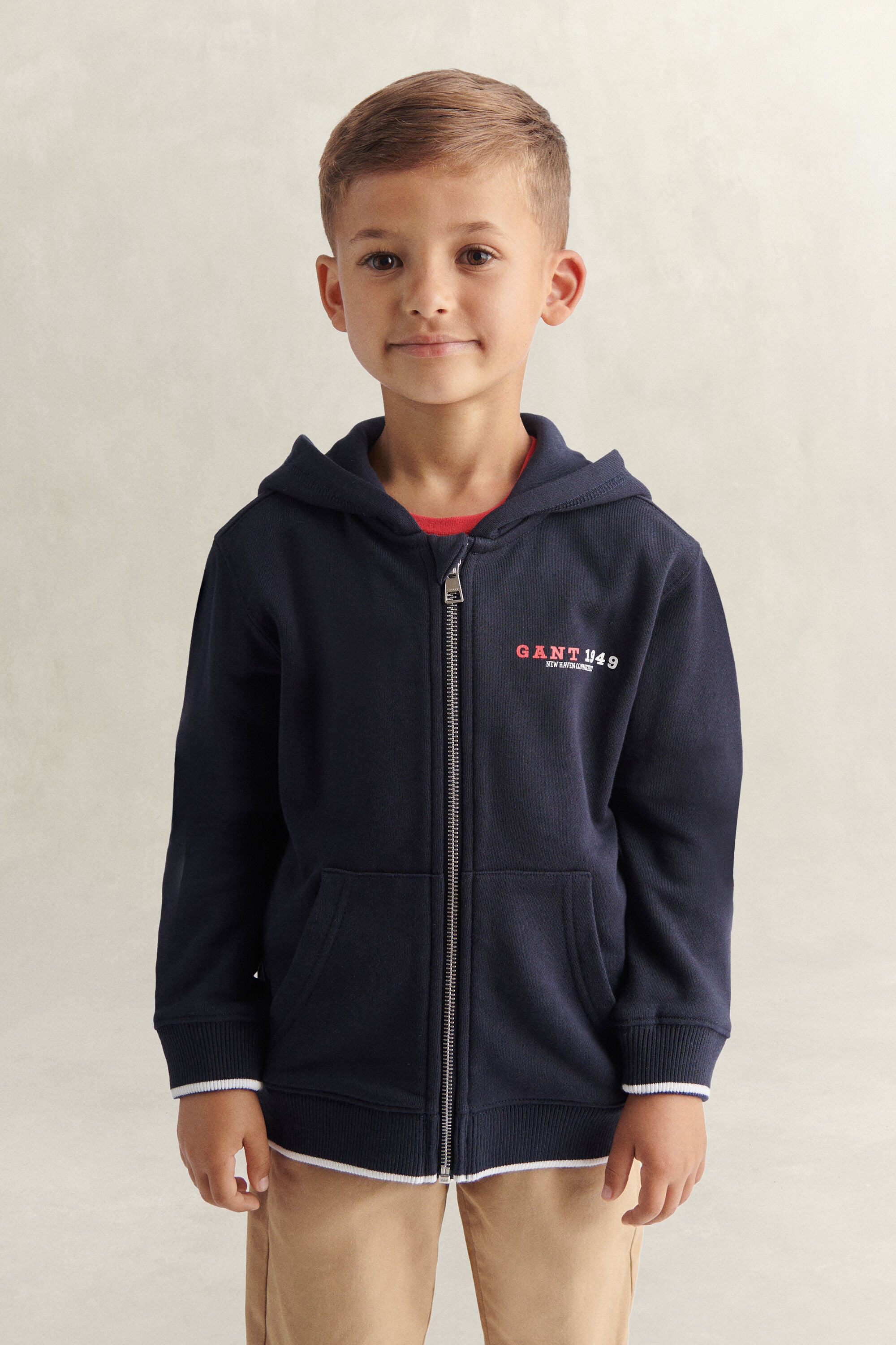 Sweat à capuche zippé avec logo universitaire Garçon