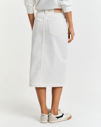 Witte denim midirok