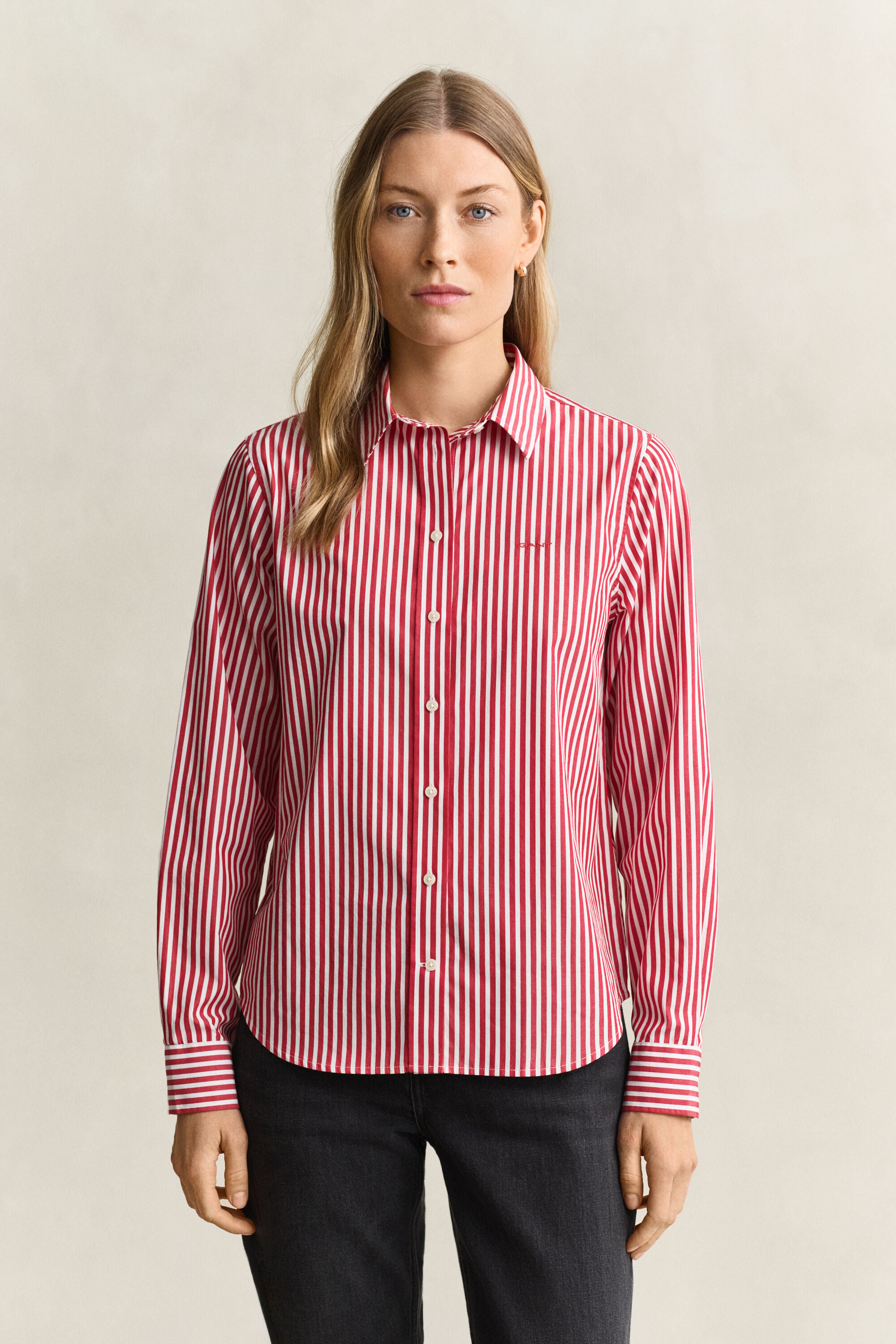 Classic Regular gestreept poplin hemd