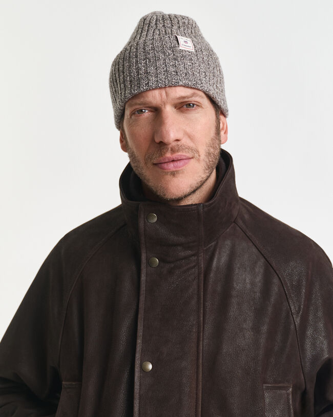 Beanie van mouliné wolmix