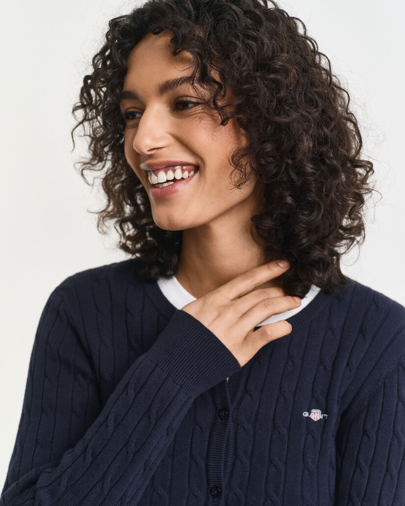 Cardigan en maille de coton stretch à torsades