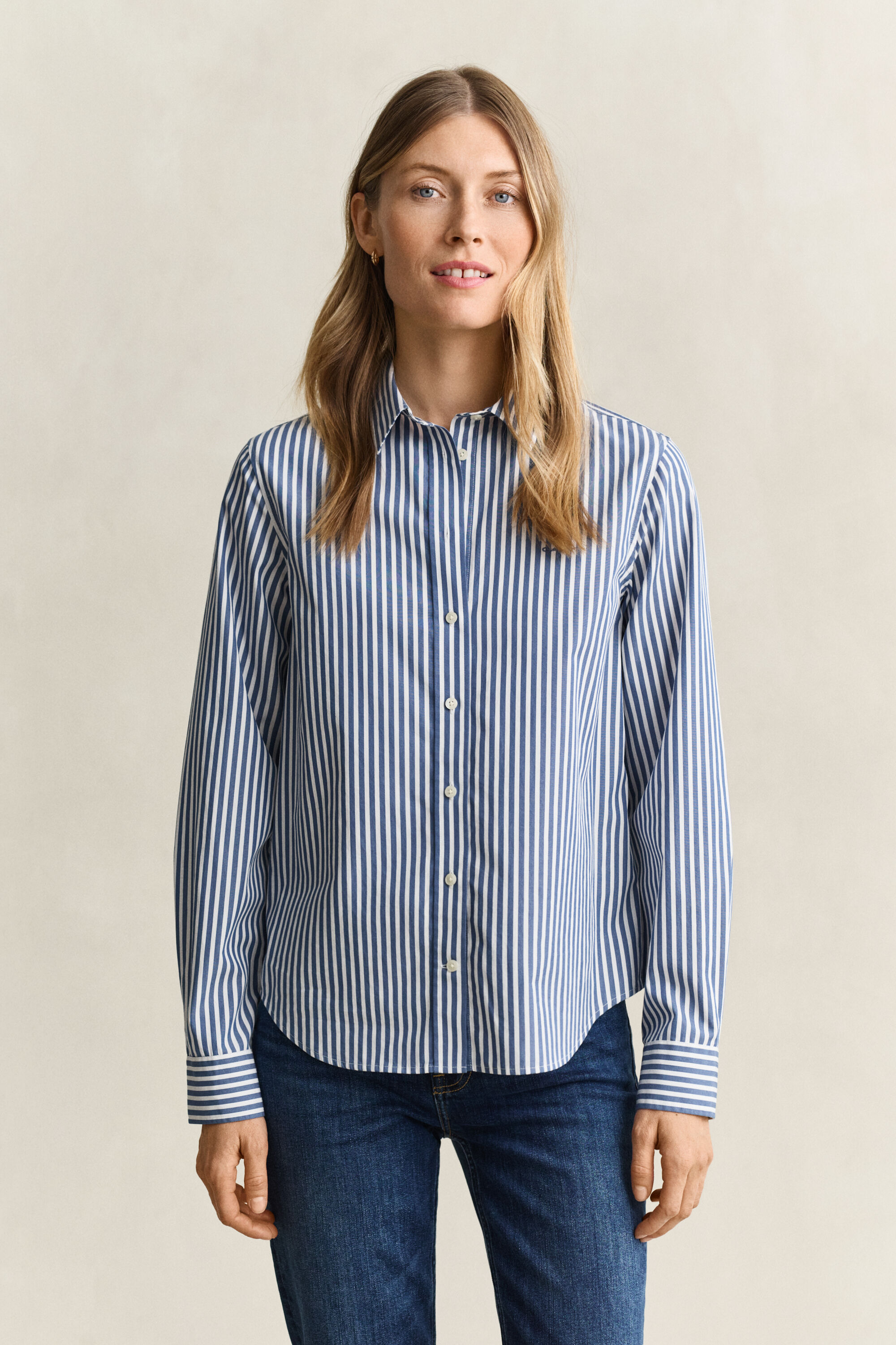Classic Regular gestreept poplin hemd