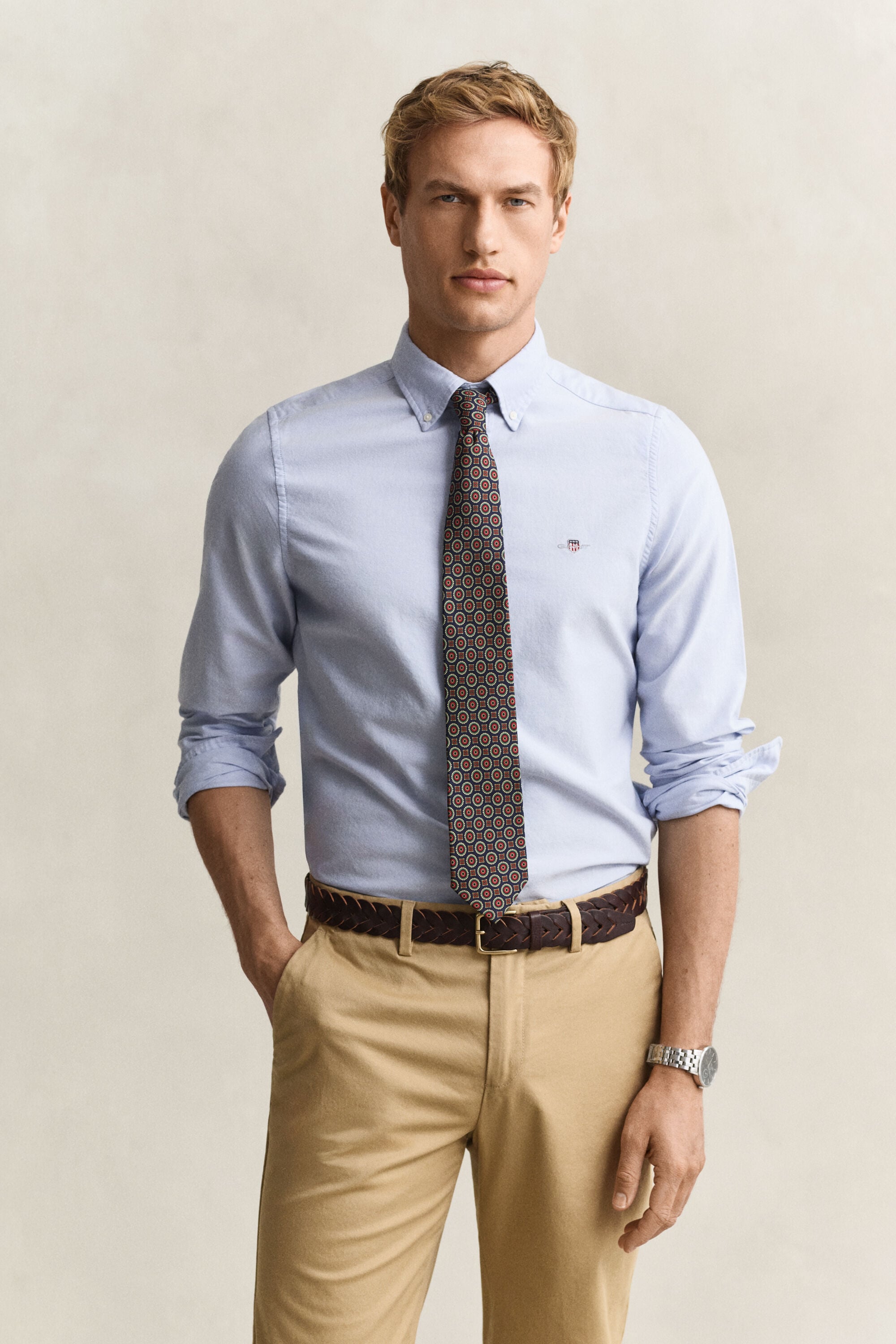 Chemise ajustée en coton Oxford classique