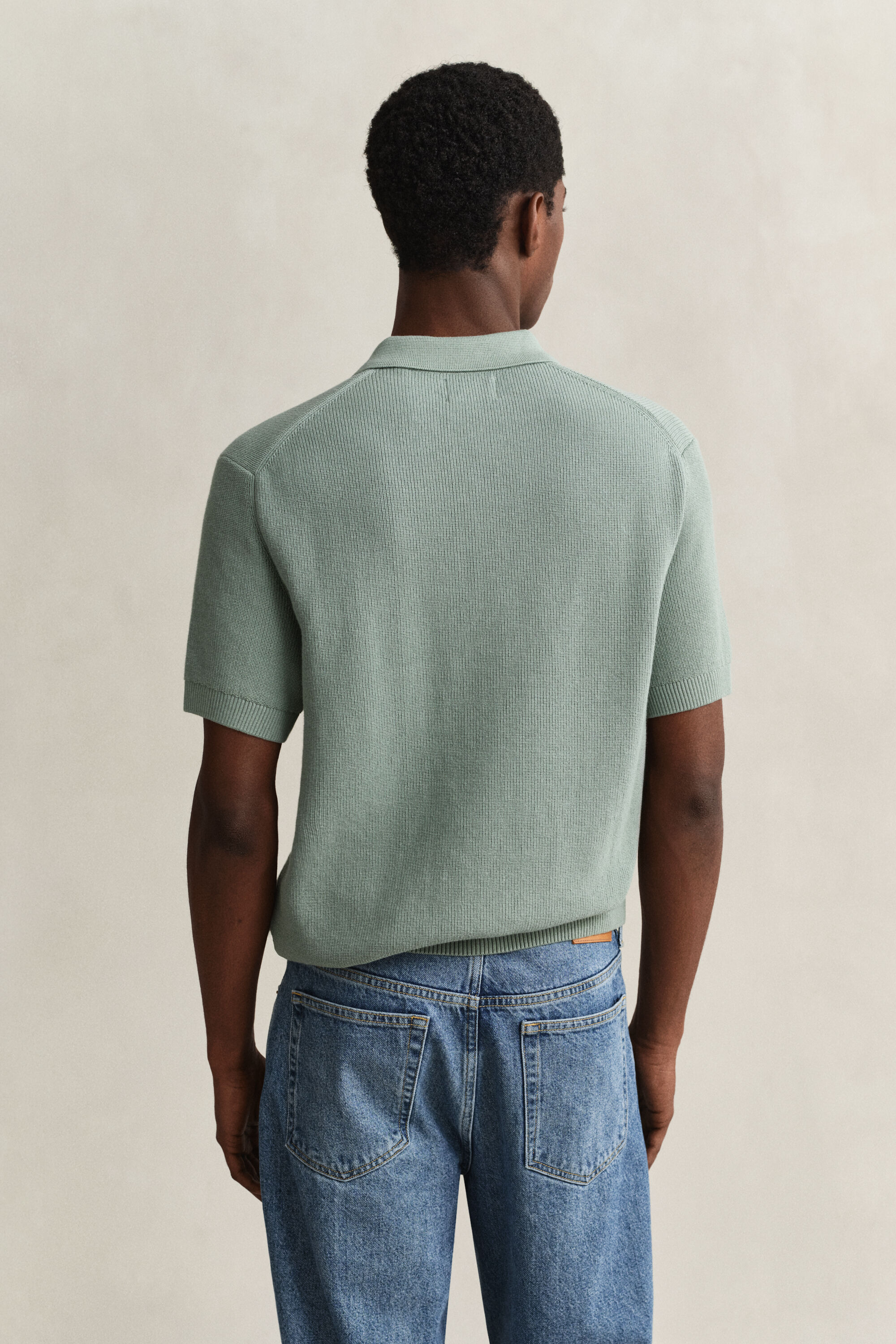Polosweater van geribd katoen