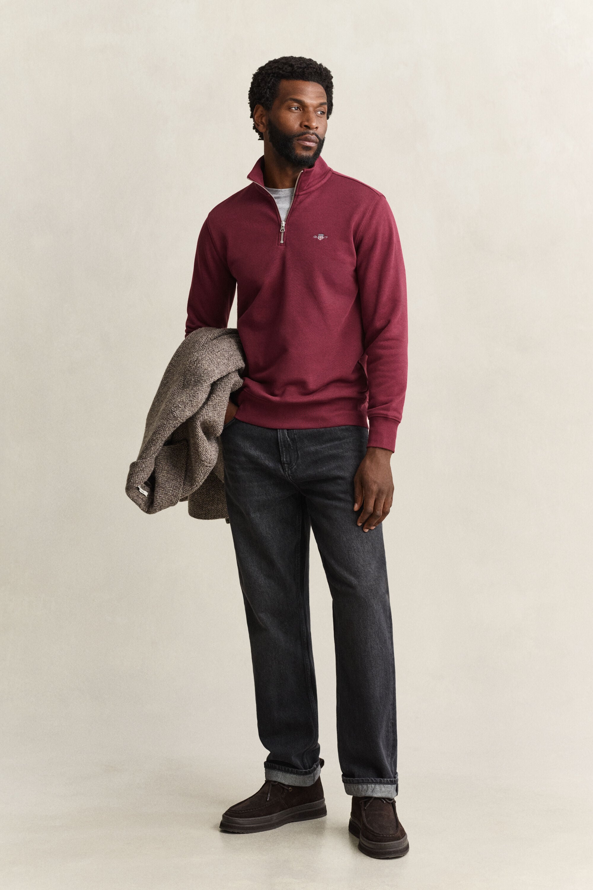 Shield sweatshirt met korte rits