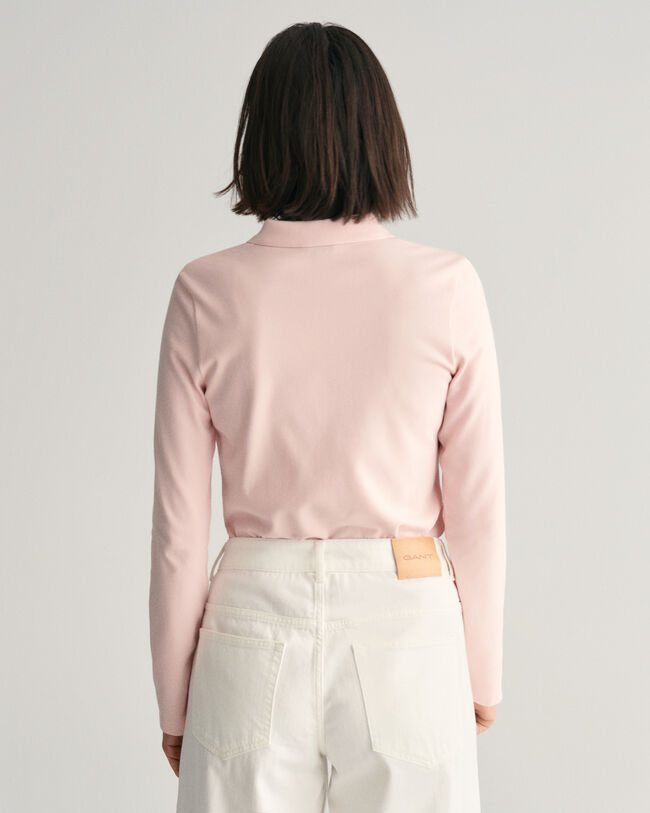 Polo en coton piqu&eacute; &agrave; manches longues Shield