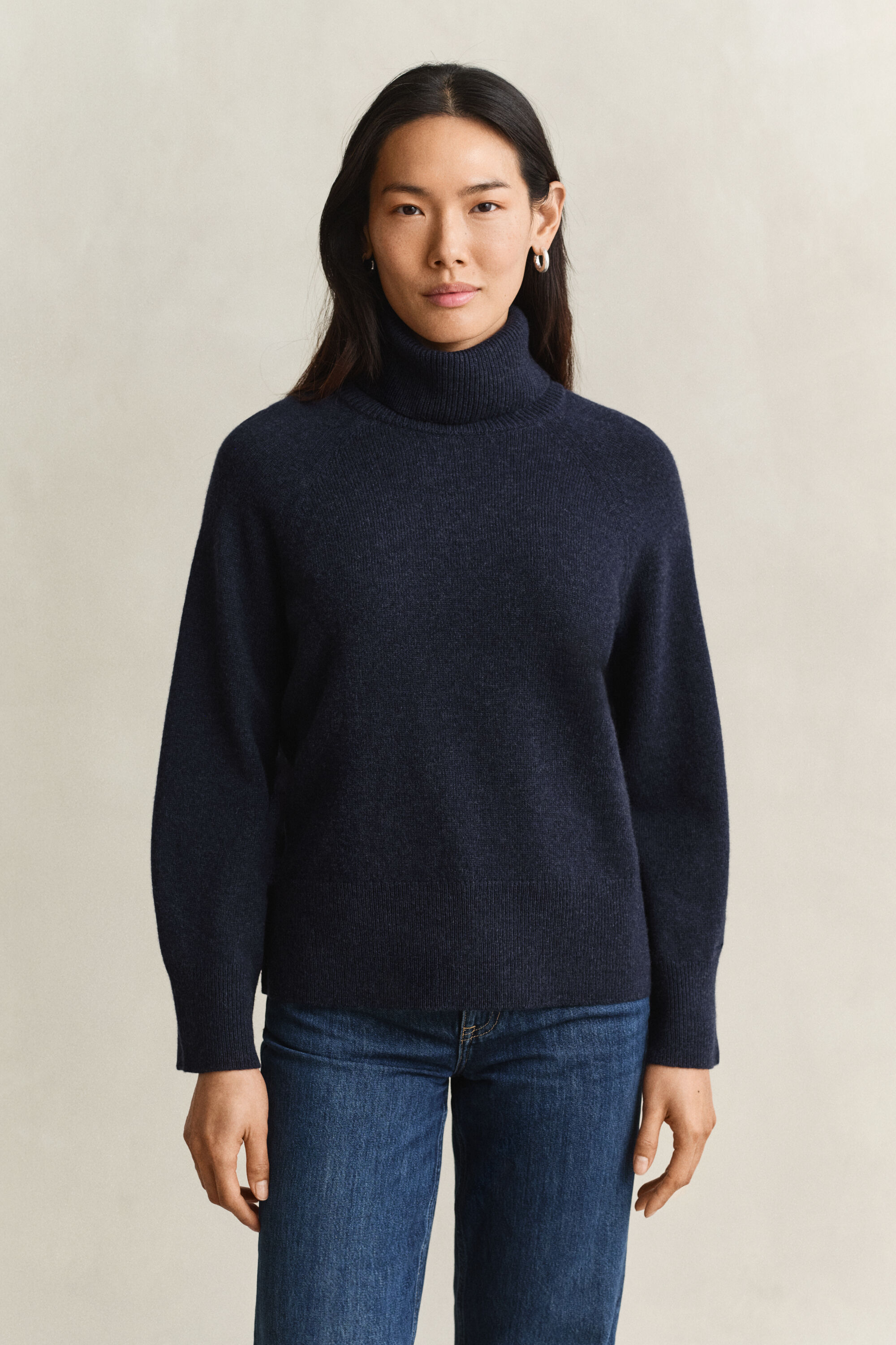 Pull col roulé en laine et cachemire