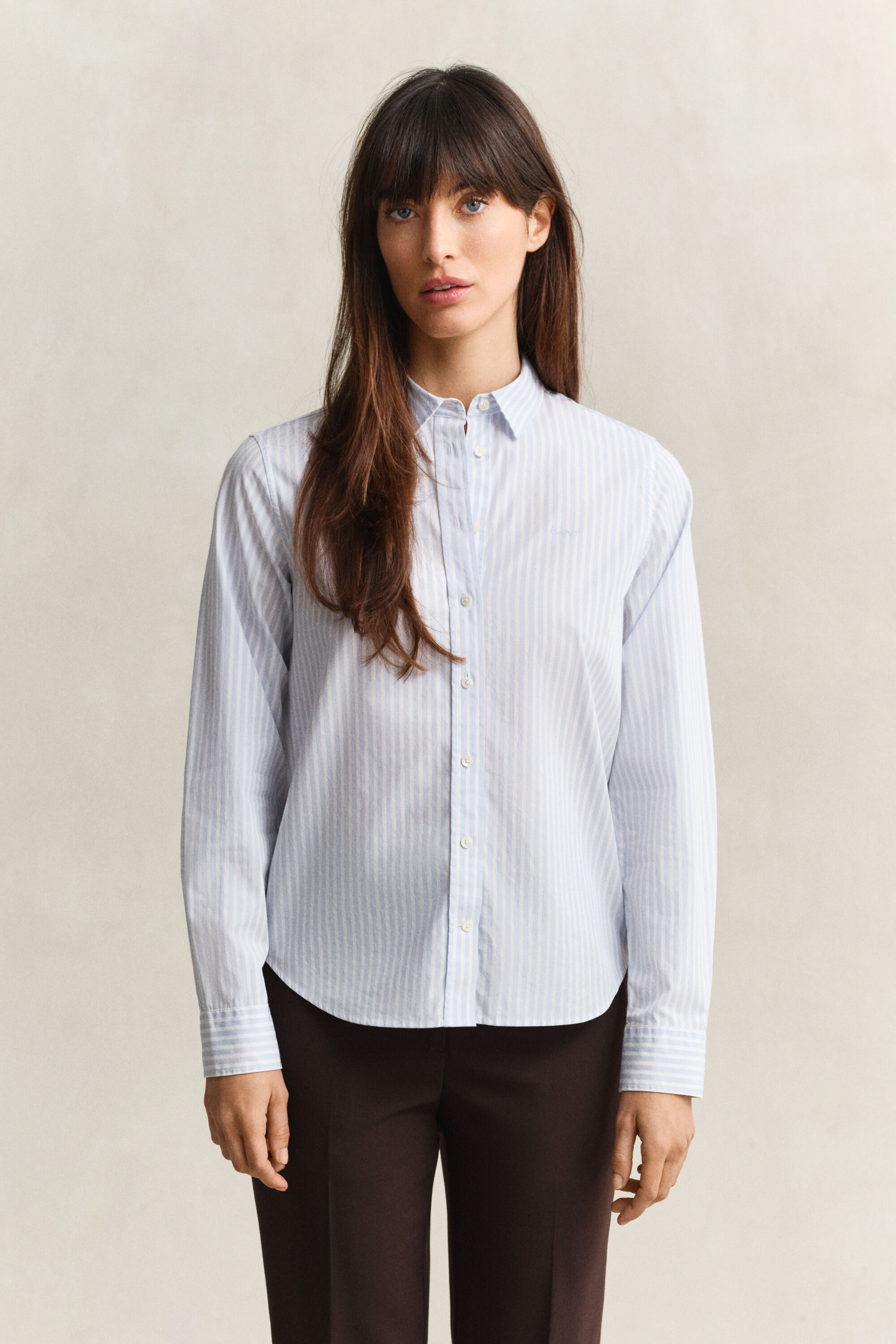 Classic Regular gestreept poplin hemd