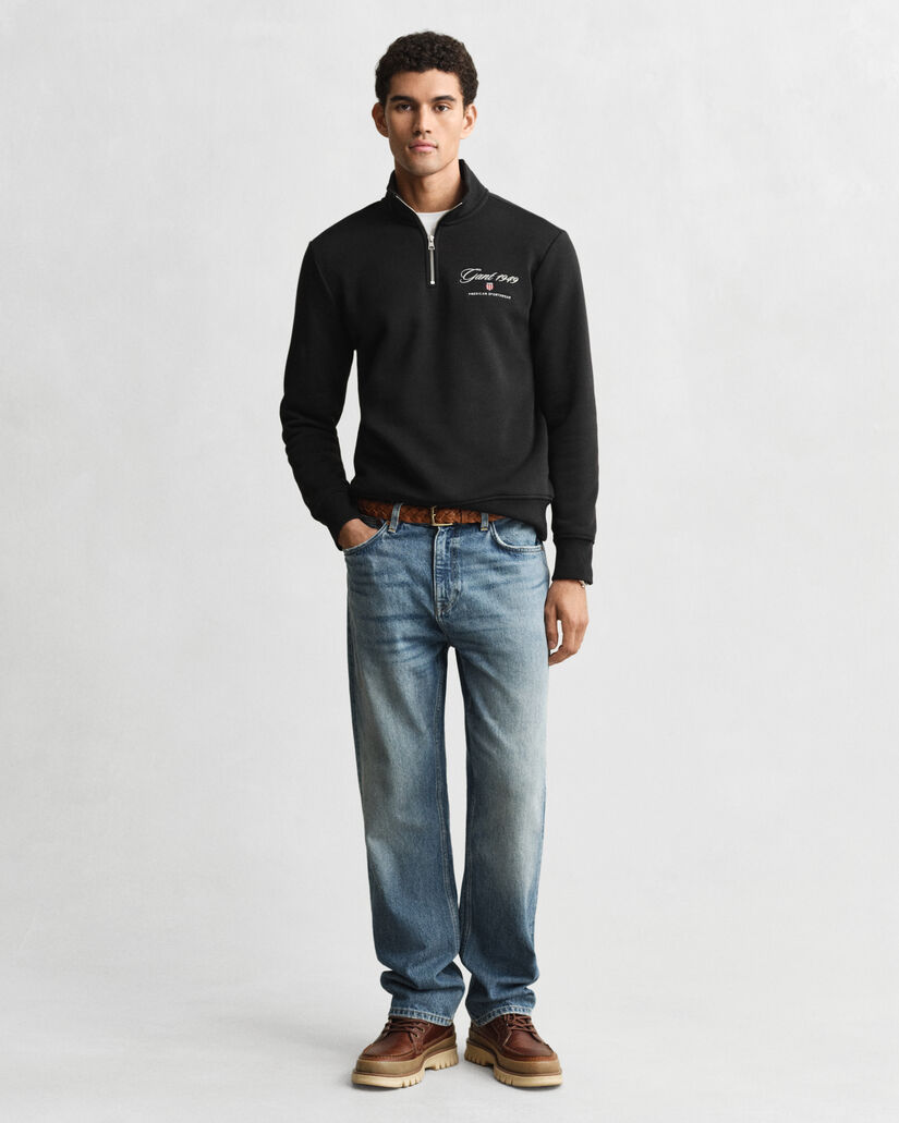 Graphic sweatshirt met korte rits