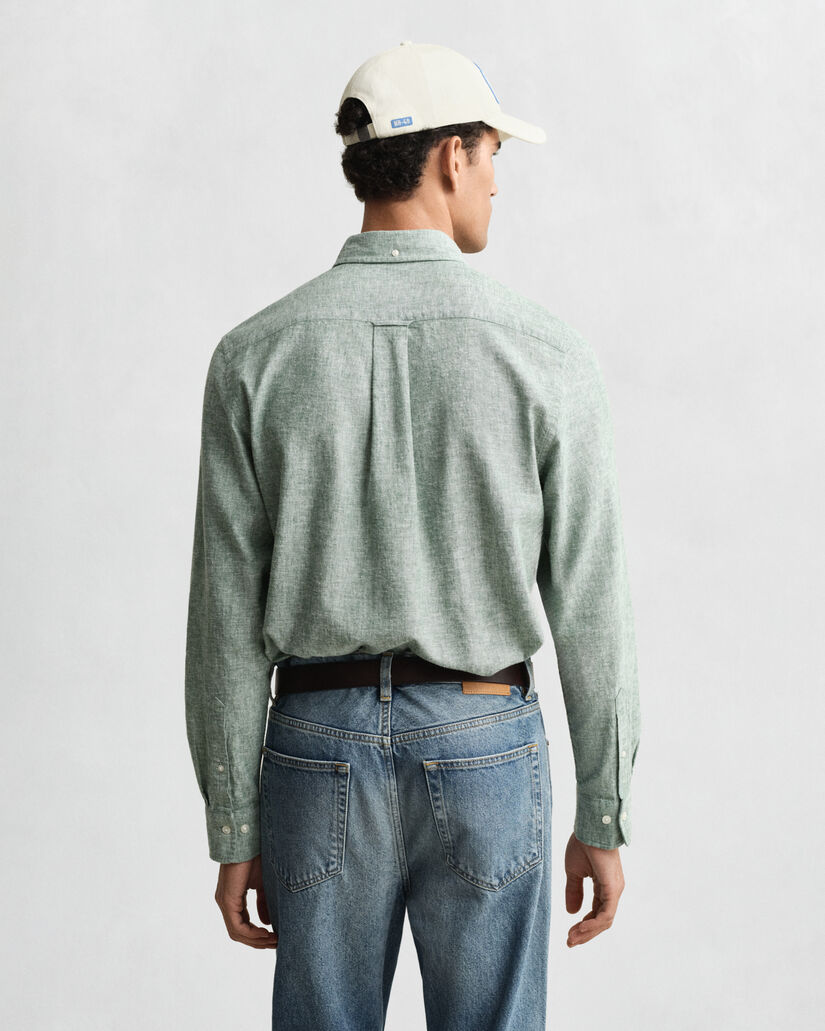 Regular Fit hemd van katoen en linnen