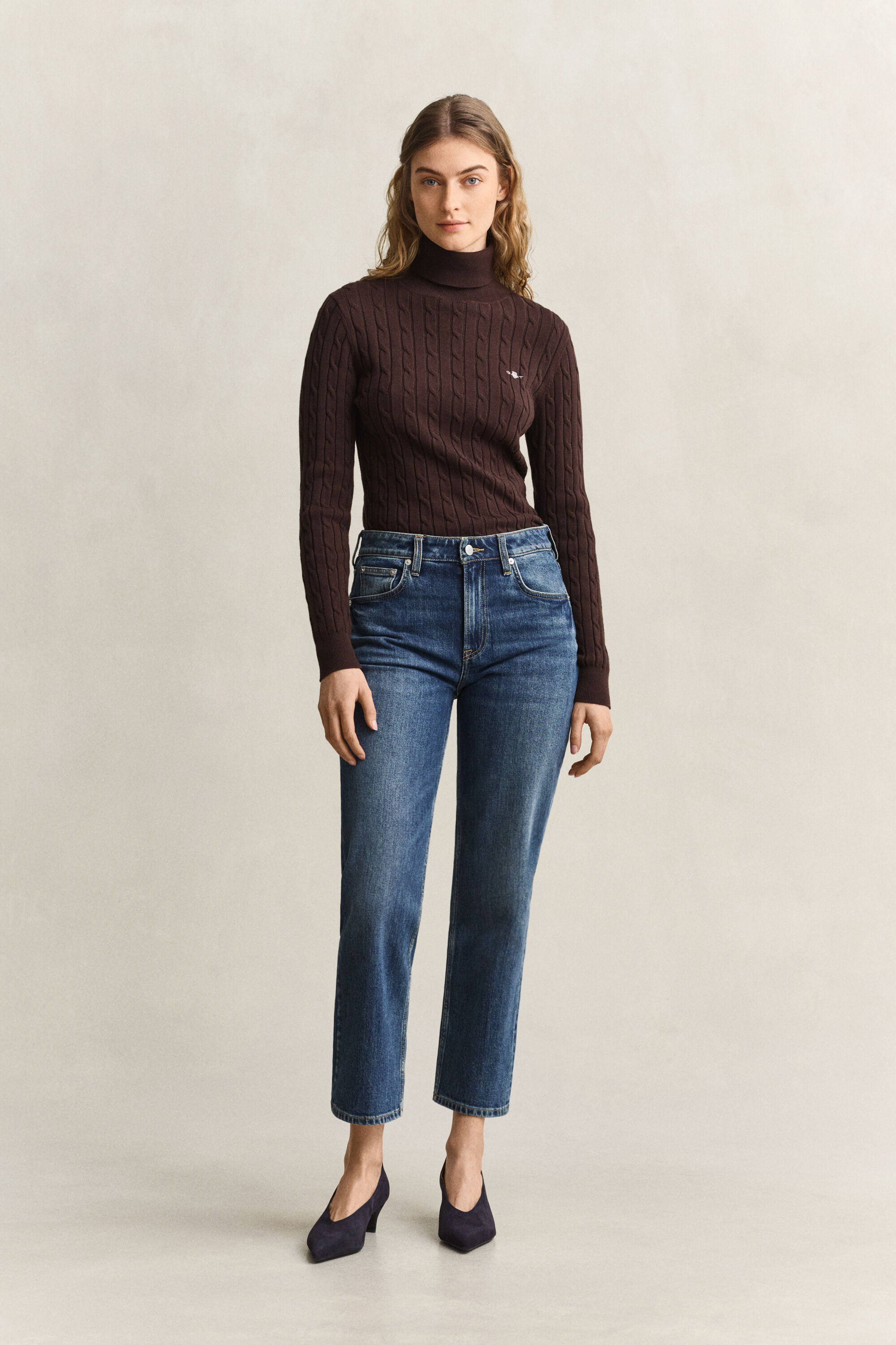Cropped stretchjeans met rechte pijpen
