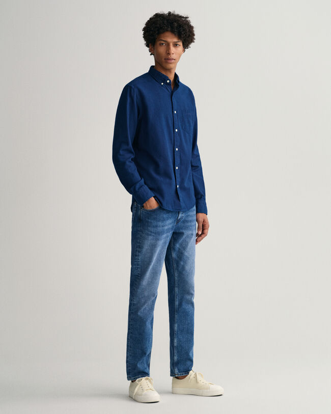 Regular Fit indigo Oxford-overhemd