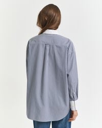 Chemise ultra-ample à rayures avec col contrastant