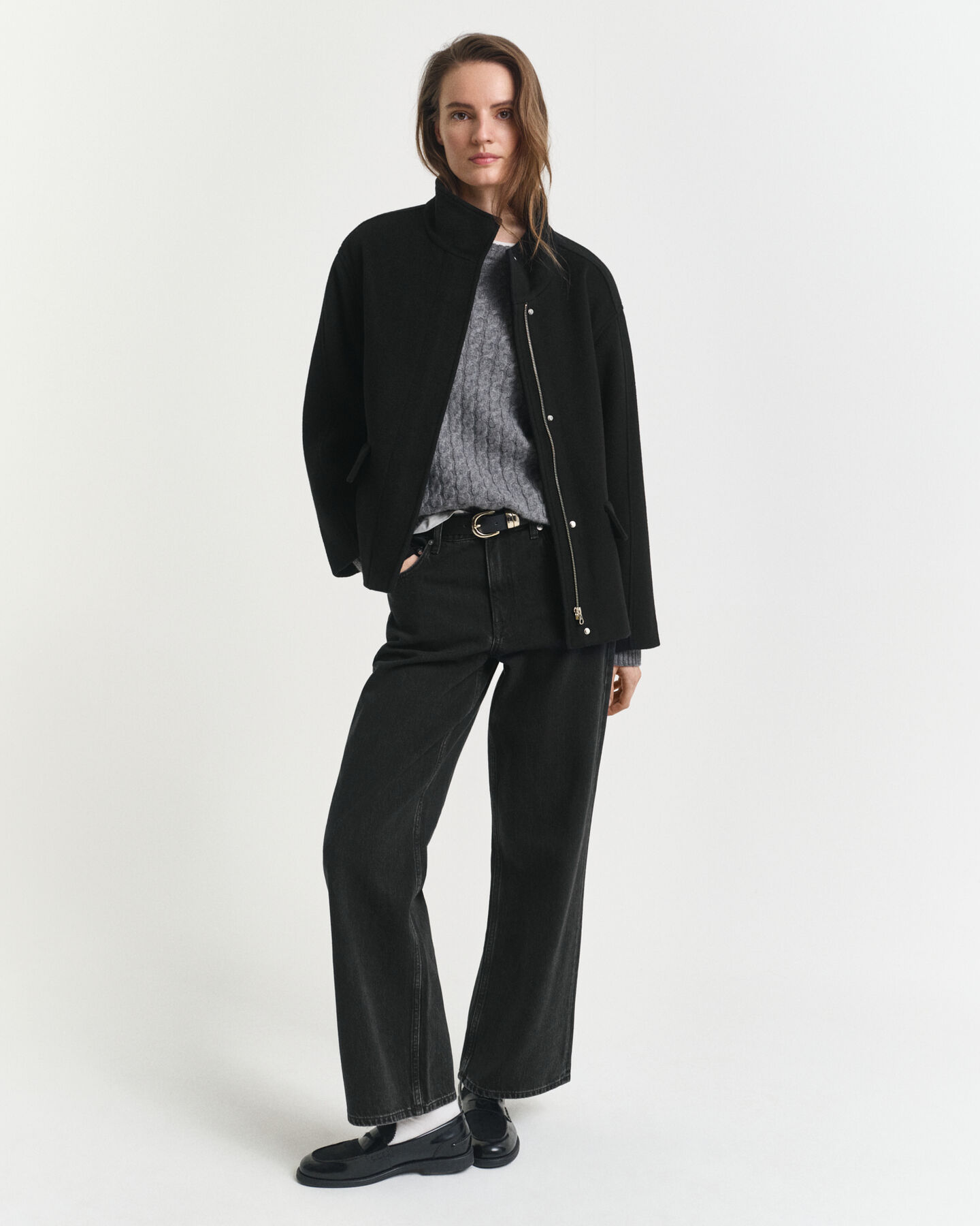 Veste courte zippée en laine