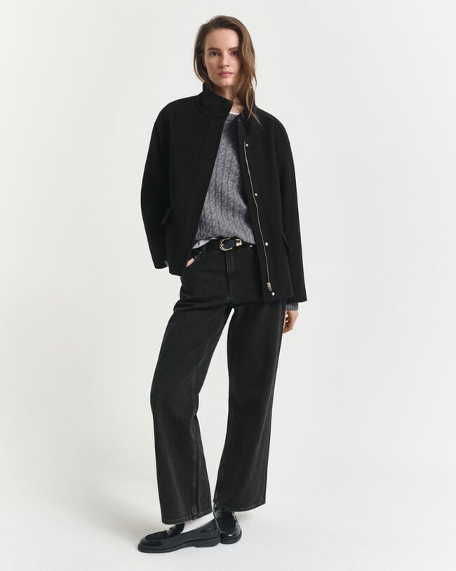 Veste courte zippée en laine