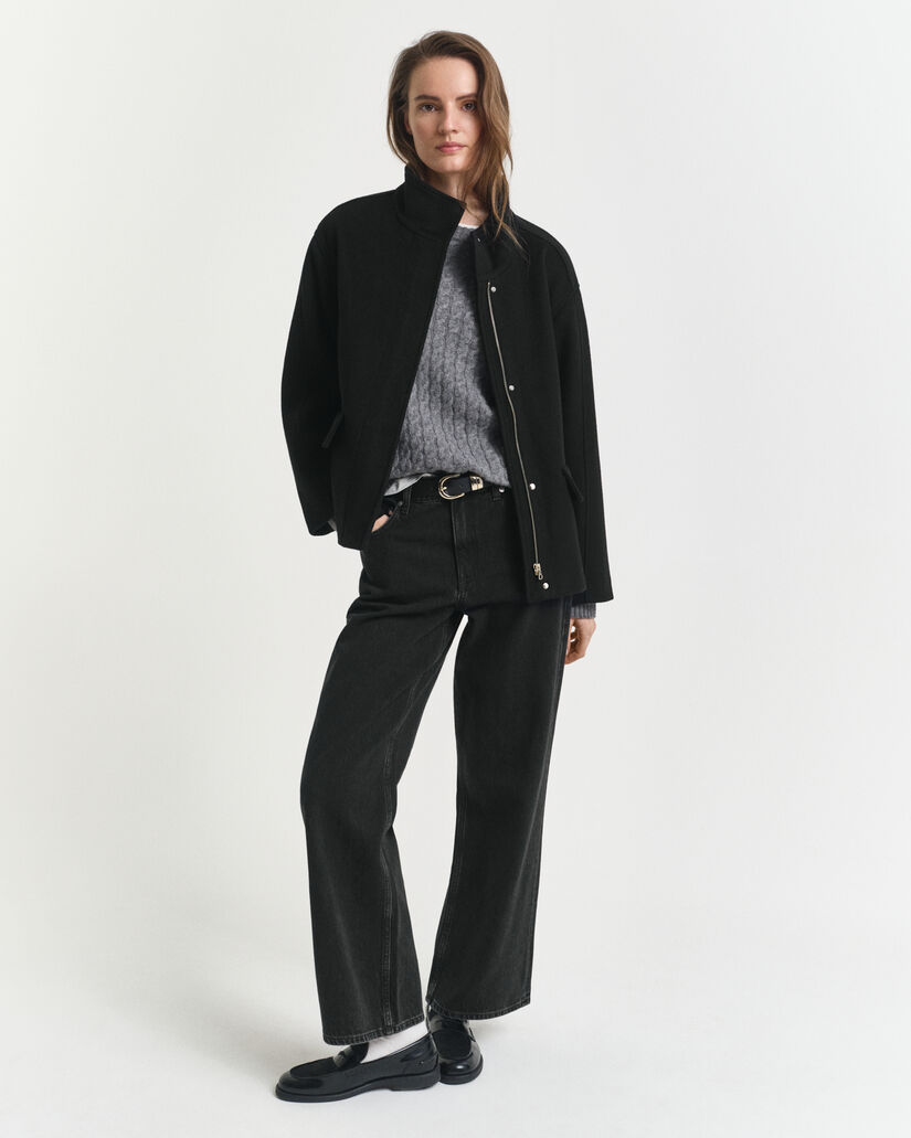 Veste courte zippée en laine