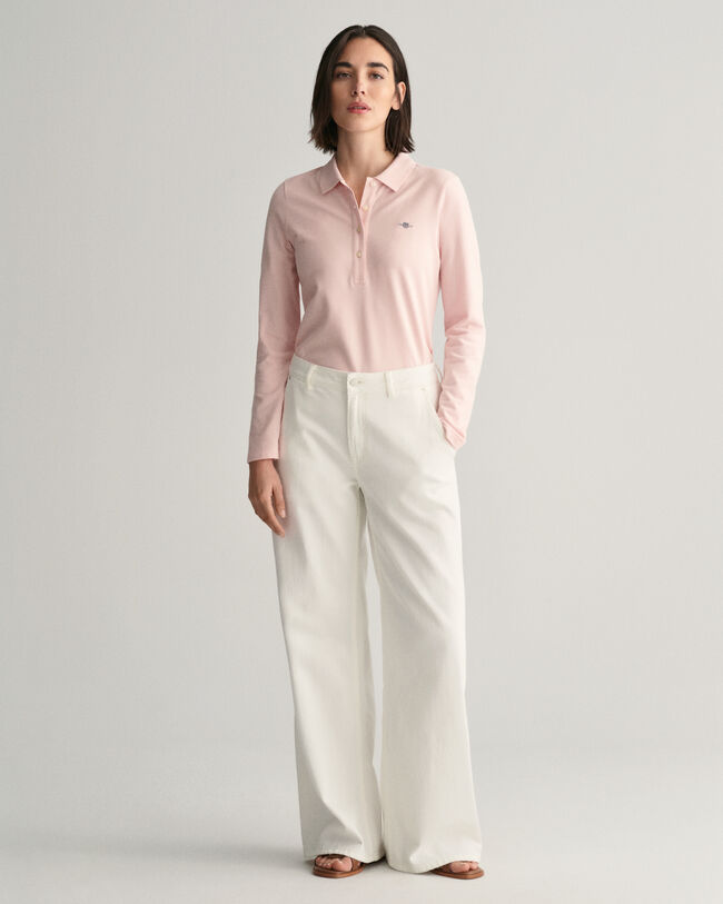 Polo en coton piqu&eacute; &agrave; manches longues Shield