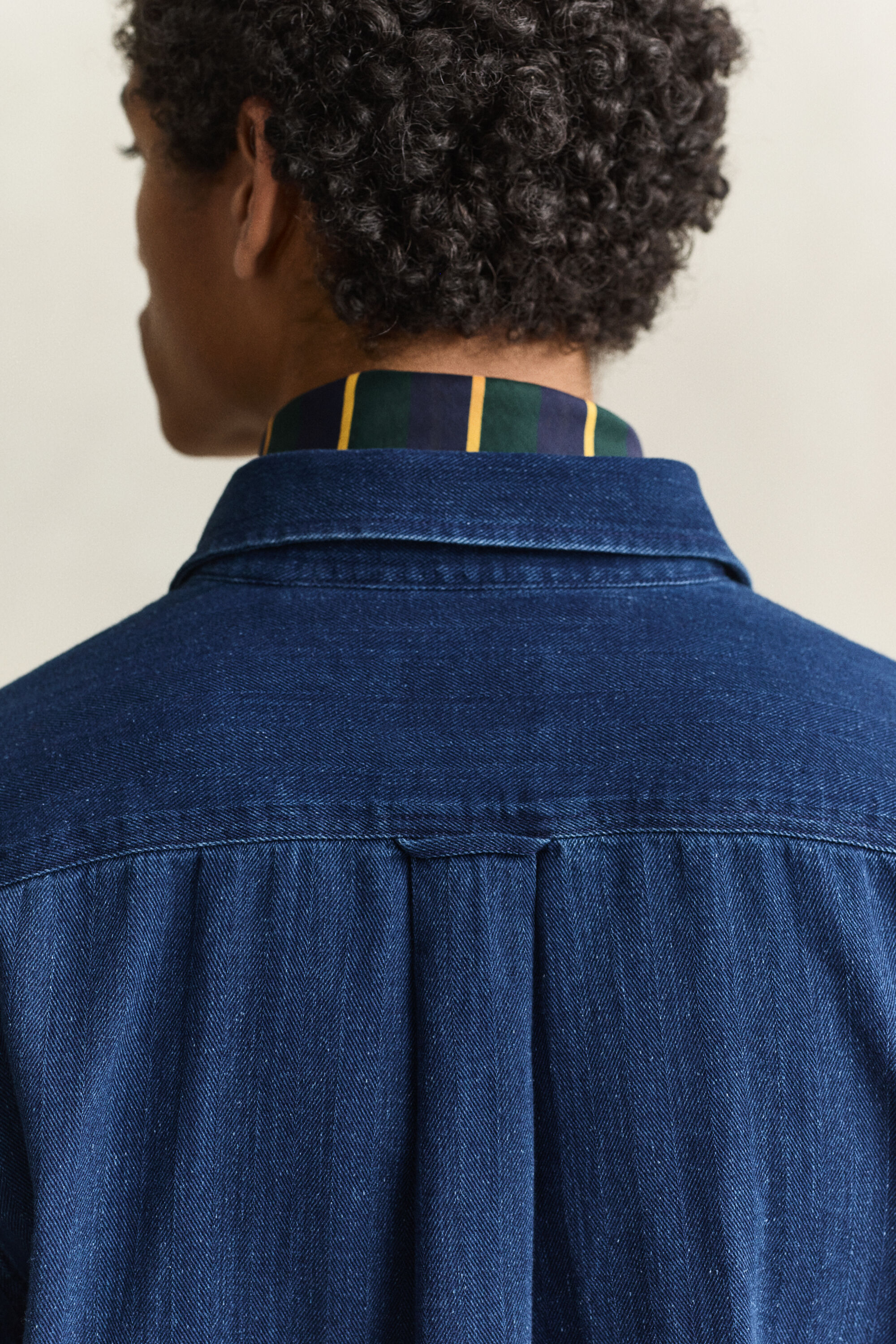 Chemise à chevrons indigo