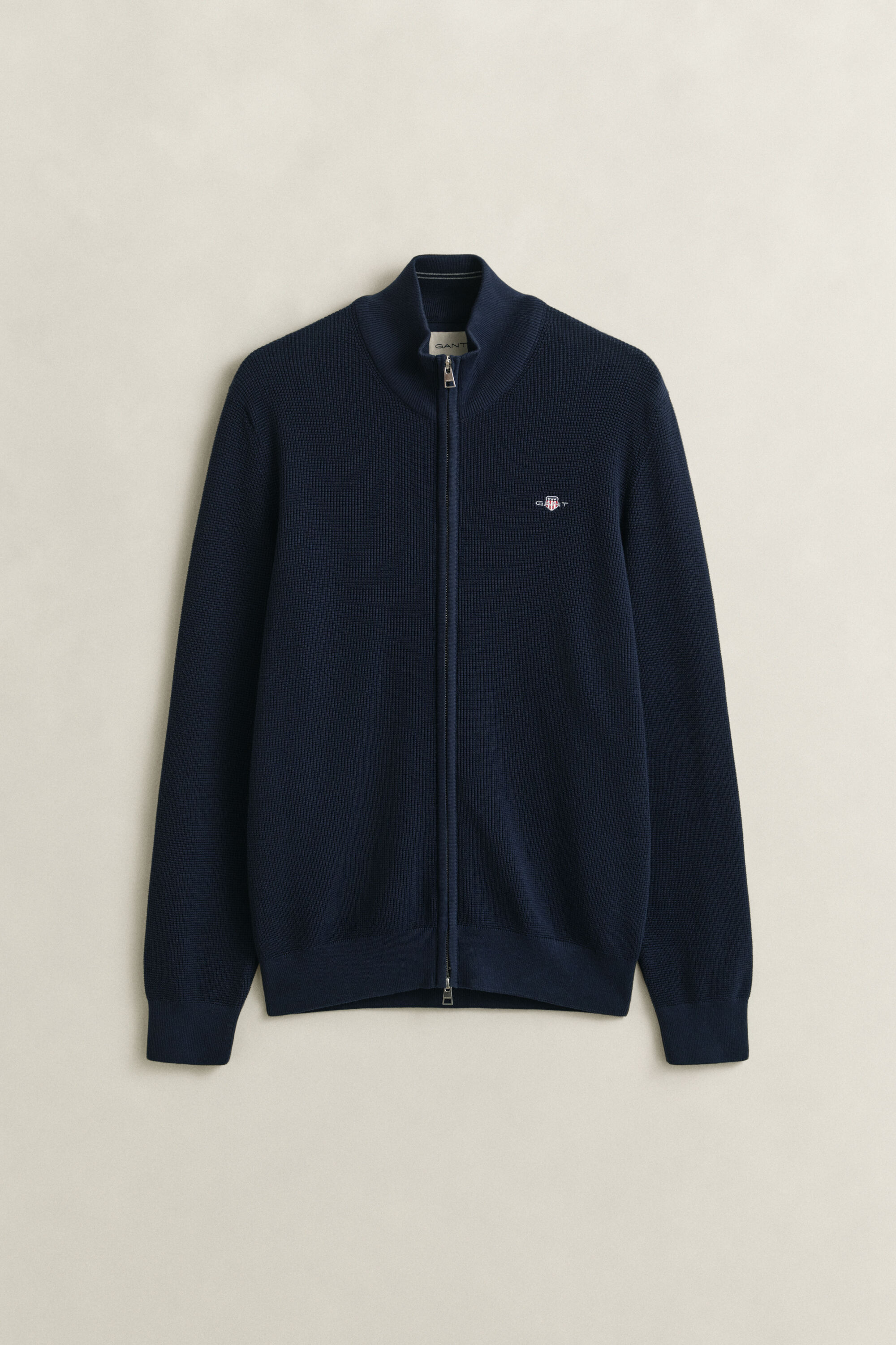 Cardigan zippé en coton texturé