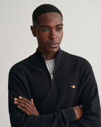 Pull &agrave; demi-zip en coton Textured