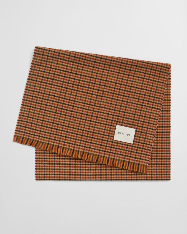 Brede wollen sjaal met Gingham-ruitje