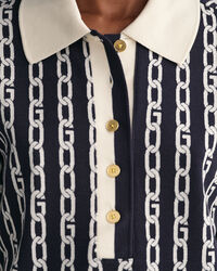 Polo &agrave; manches mi-longues Chain Jacquard