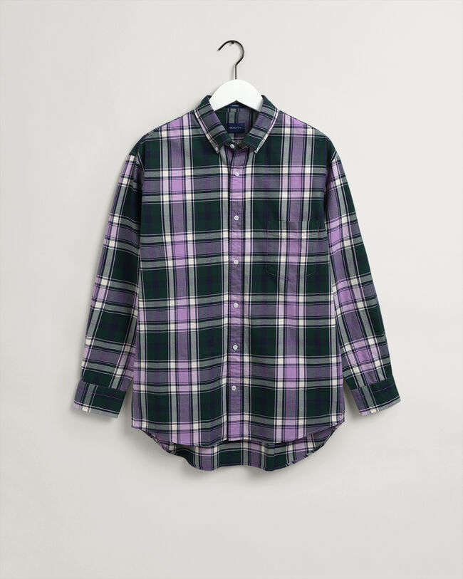 Oversized hemd van geruite keperstof