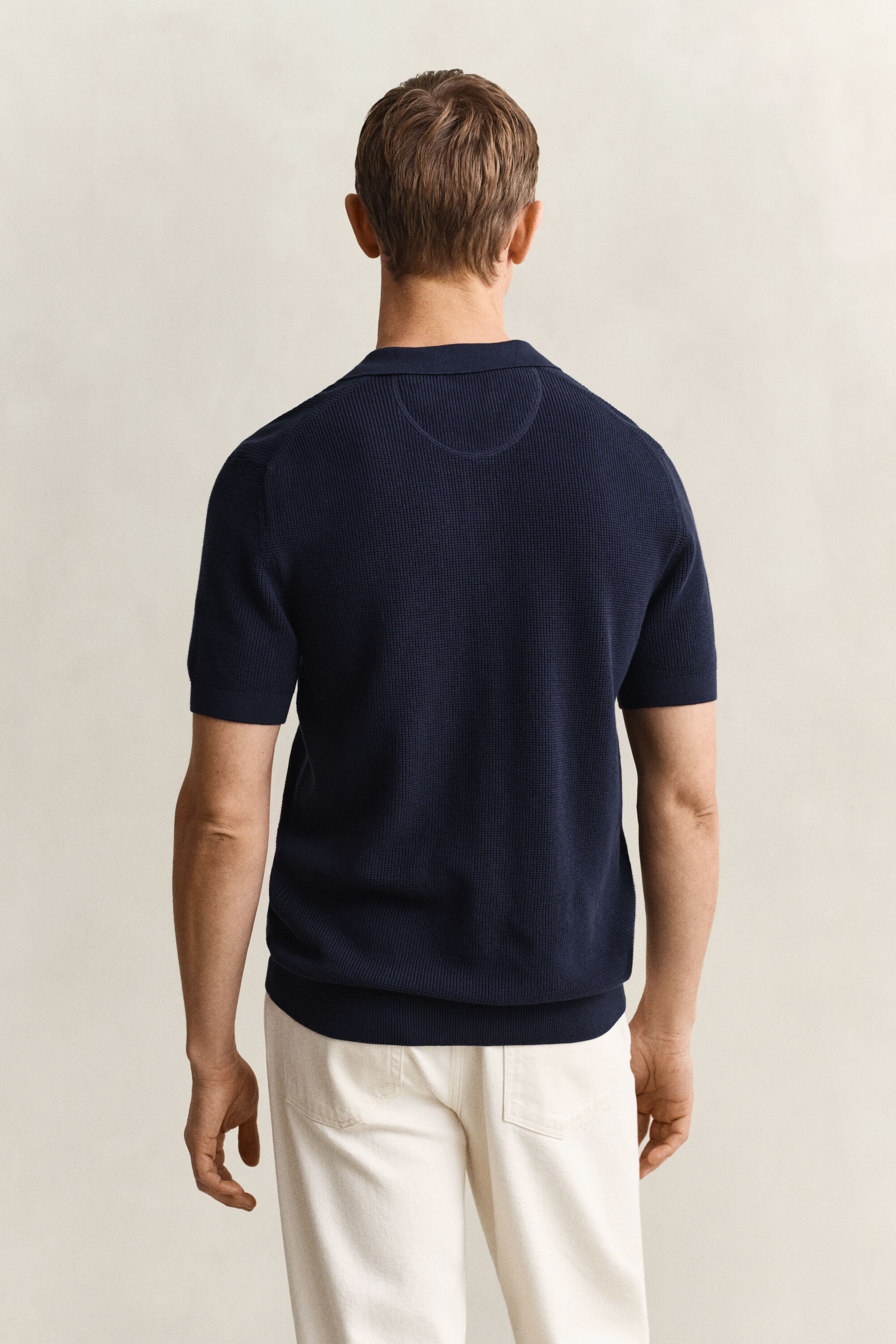 Pull façon polo en coton texturé