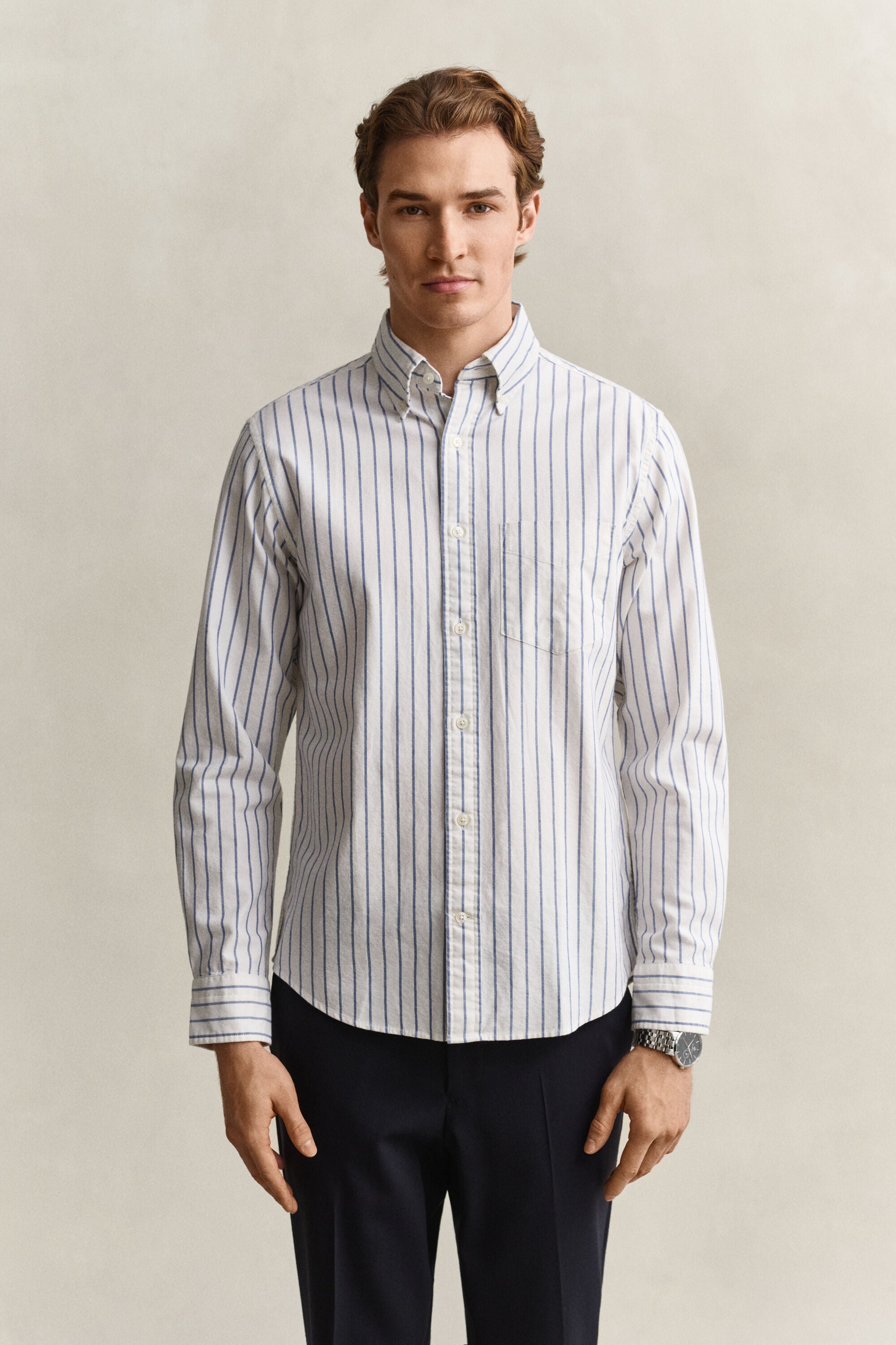 Chemise en coton Oxford classique à rayures