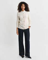 Bouclé vest met ronde hals