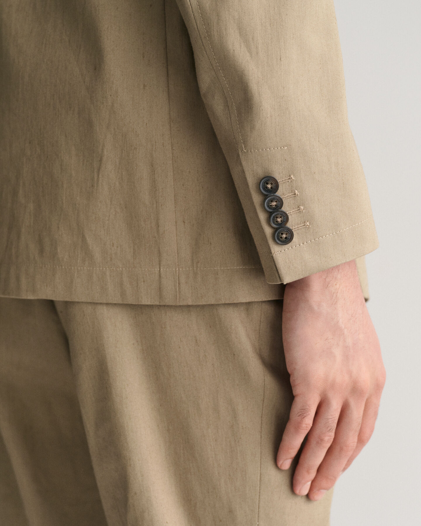 Slim Fit kostuumblazer van katoen en linnen