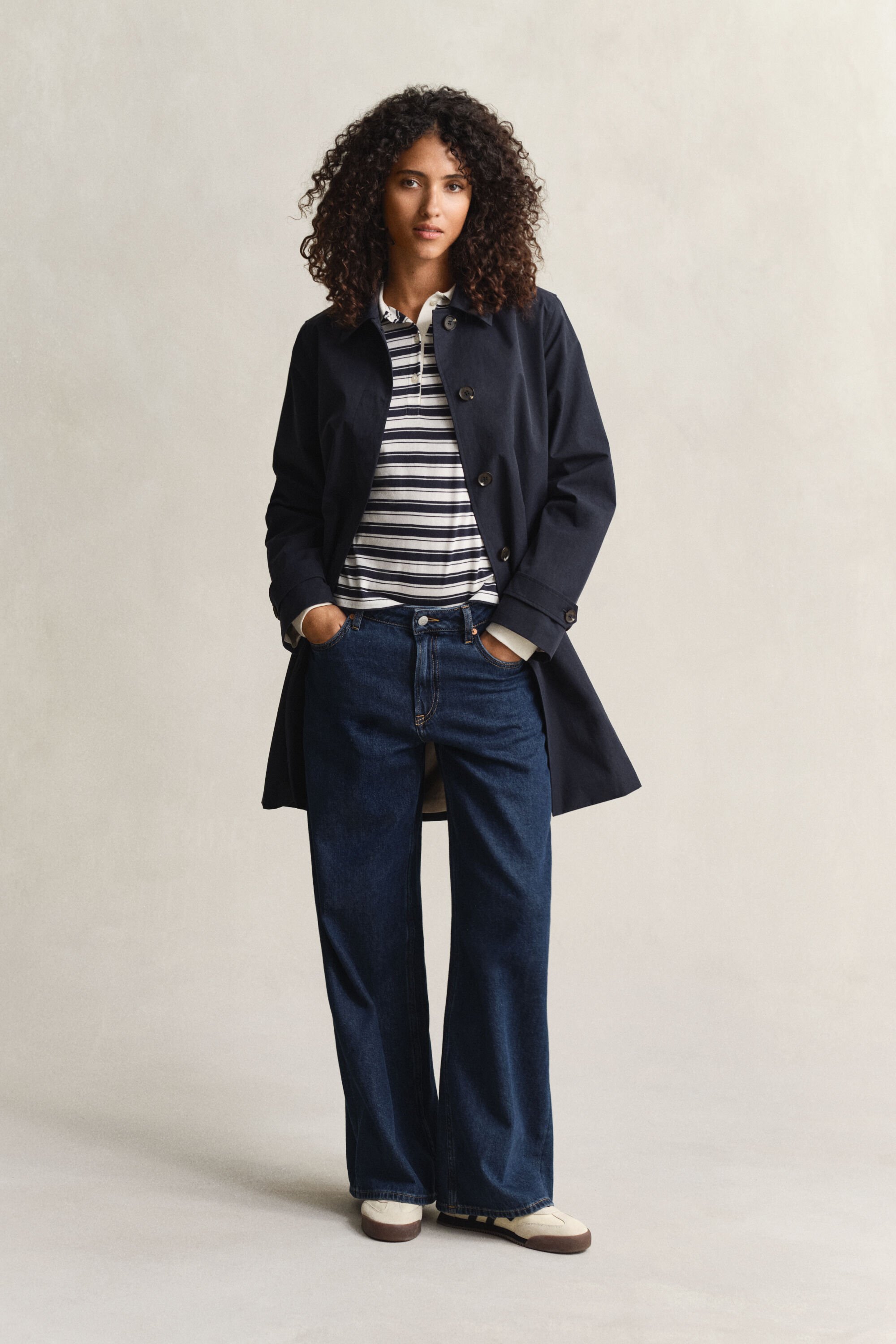 Gestreept poloshirt met lange mouwen