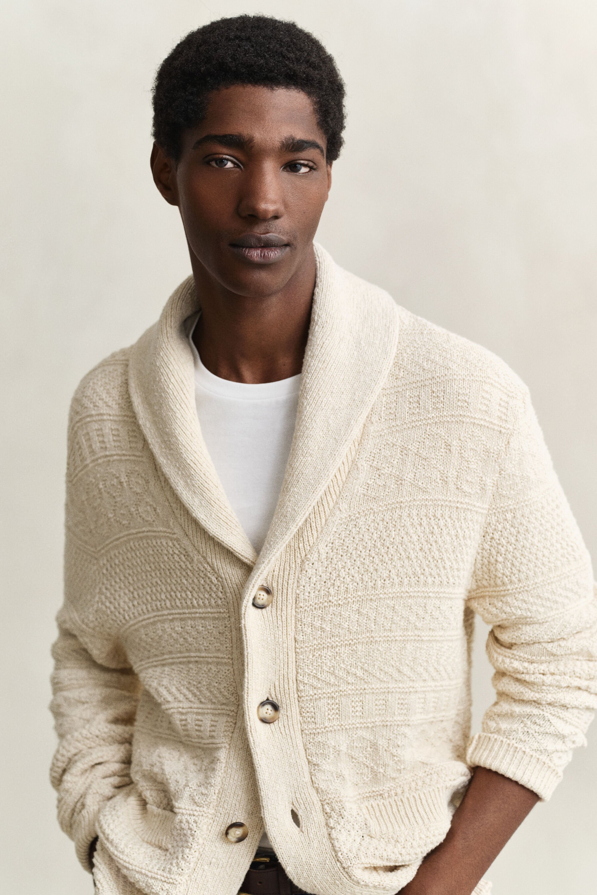 Cardigan en coton mélangé texturé