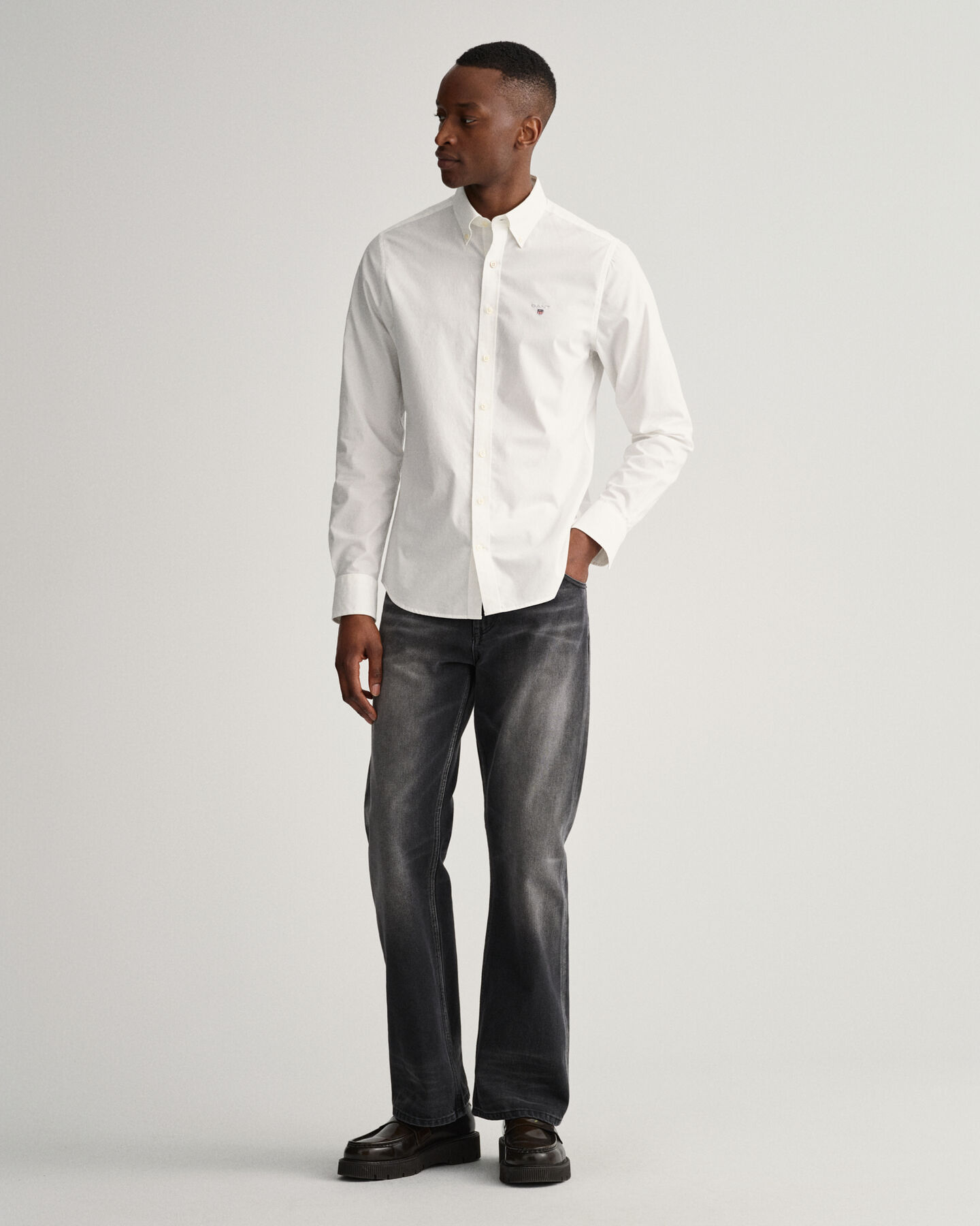 Chemise slim fit en popeline de coton