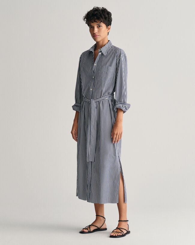 Robe-chemise en popeline à rayures