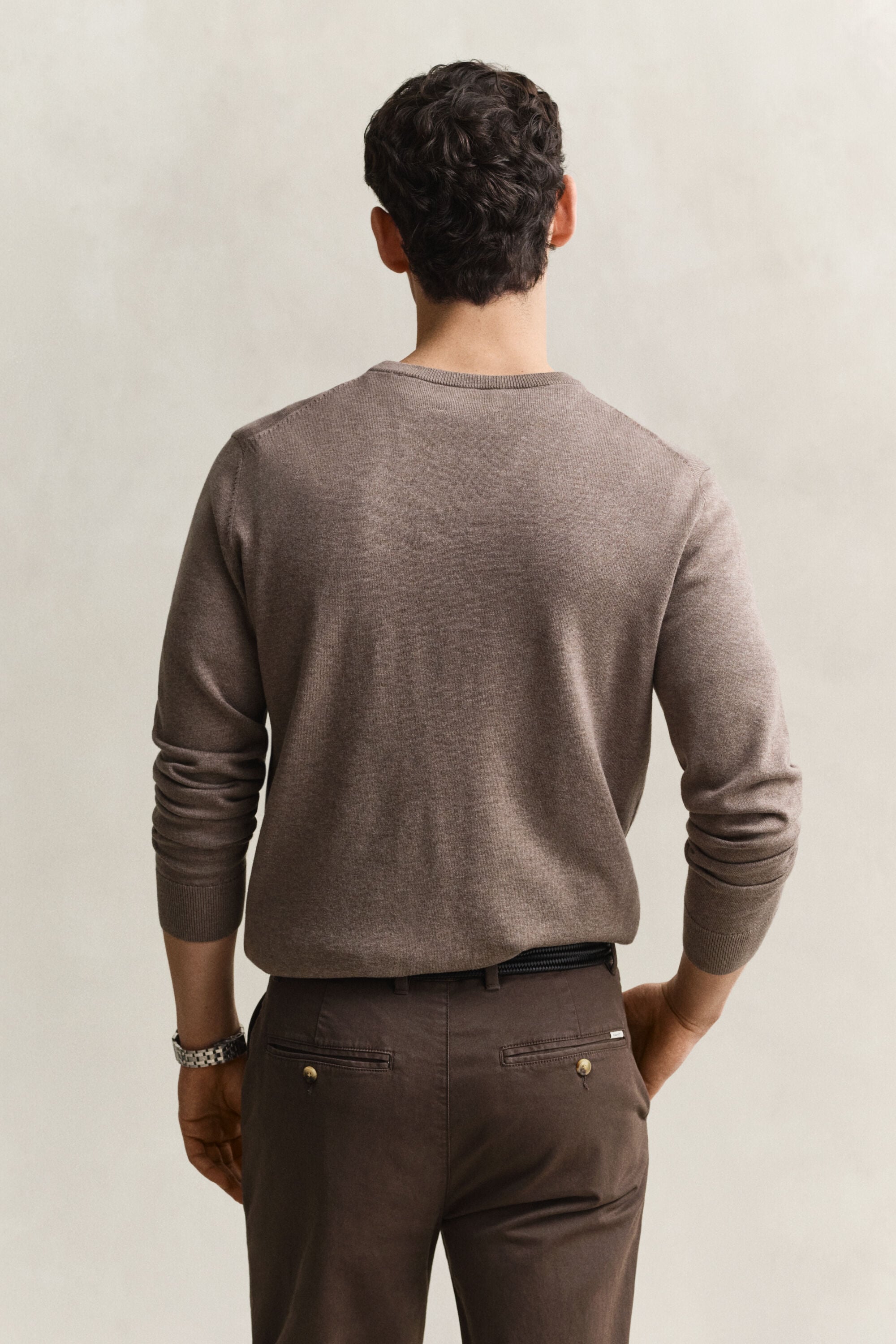 Pull col rond en coton classique