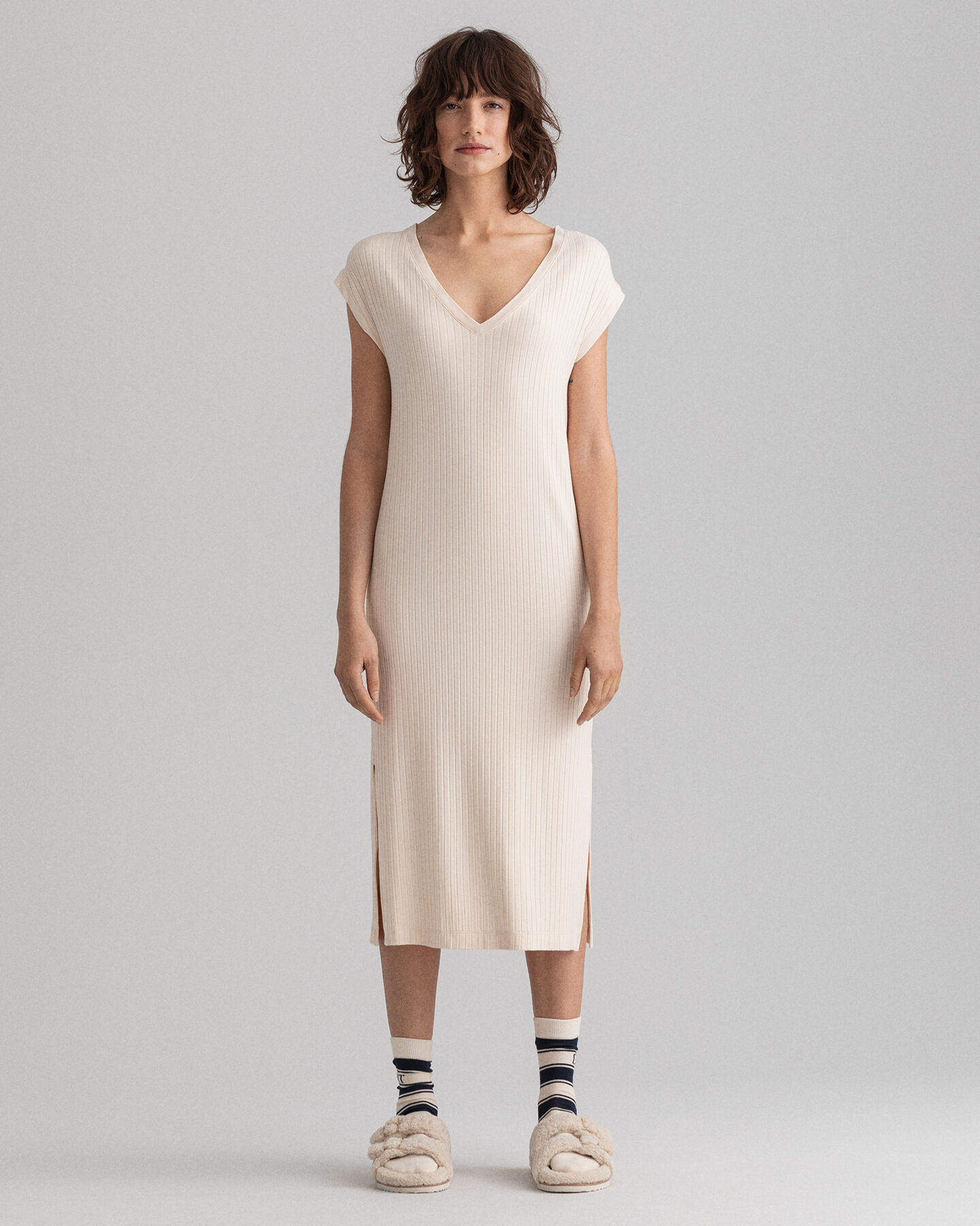 Detail jersey jurk met split