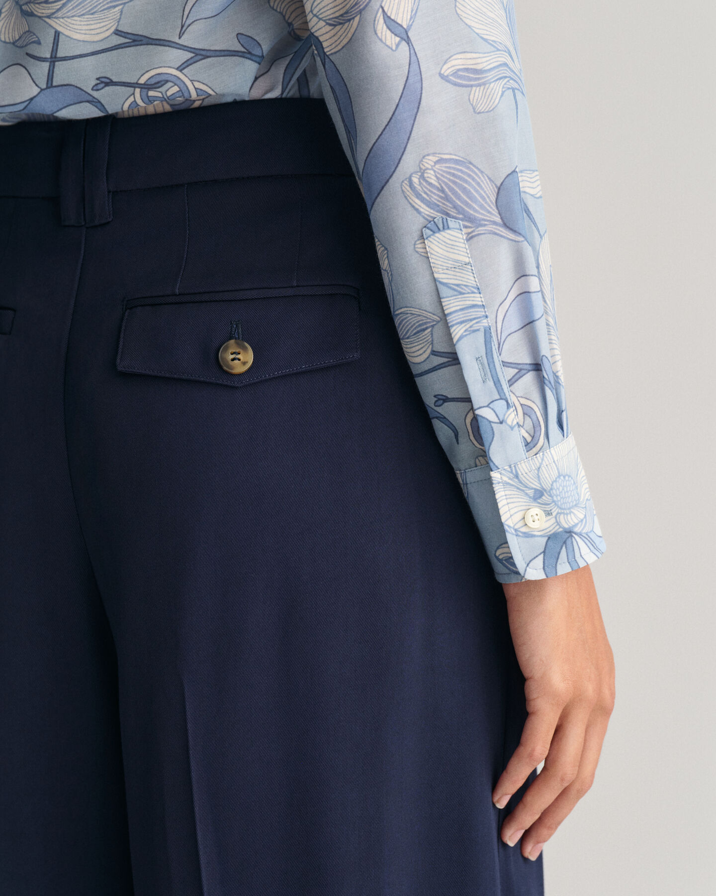 Regular Fit Magnolia Print blouse van katoen en zijde